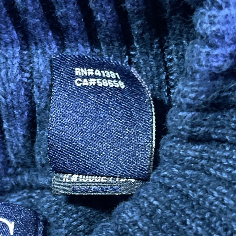 Chaps Men's Blue Knit Sweater Elbow Patches Mock Neck Pullover Size Large Ribbed